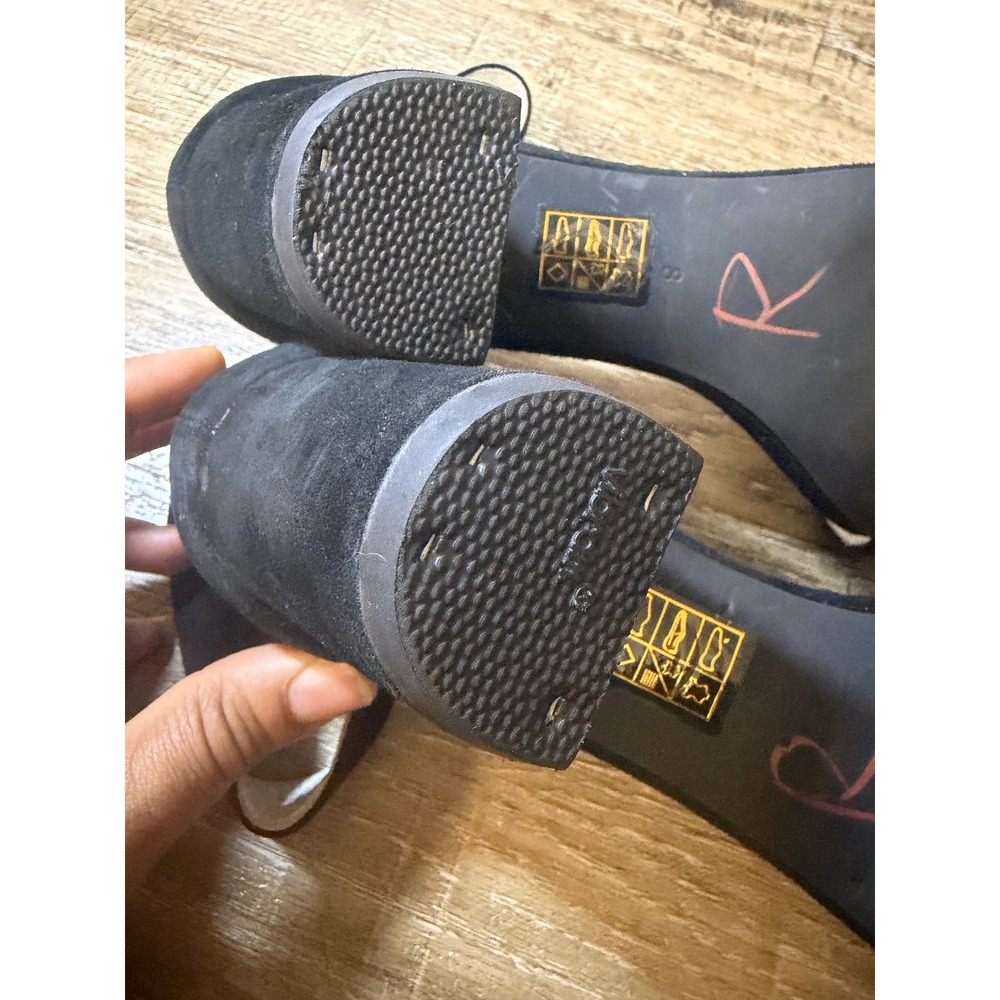 Jeffrey Campbell Lindsay Black Suede Block Heel Sandals Size 8 Minimalist Chunky - Picture 7 of 10